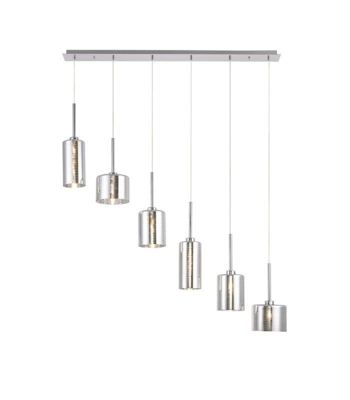 Baldwin Linear Pendant 2m 6 x G9 Polished Chrome/Chrome Lined Type A