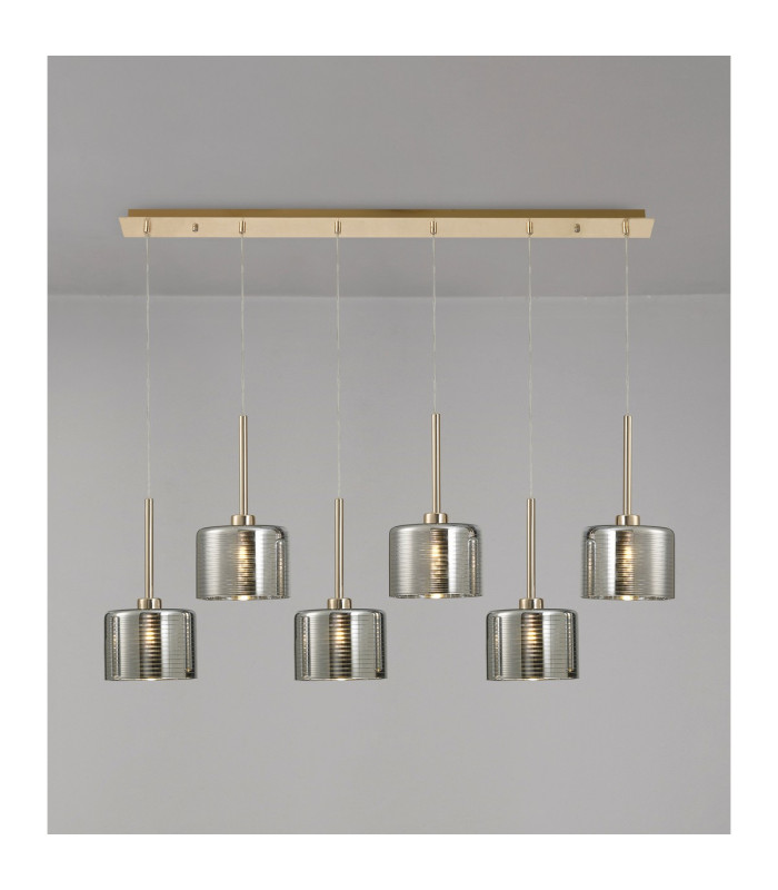 Baldwin Linear Pendant 2m 6 x G9 French Gold/Chrome Lined Type C Shade-3