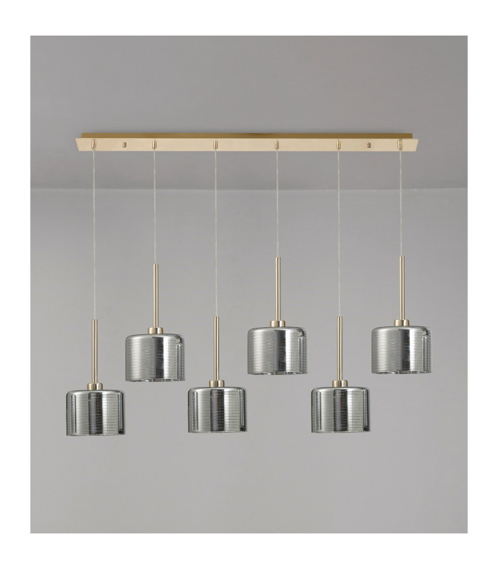 Baldwin Linear Pendant 2m 6 x G9 French Gold/Chrome Lined Type C Shade-11