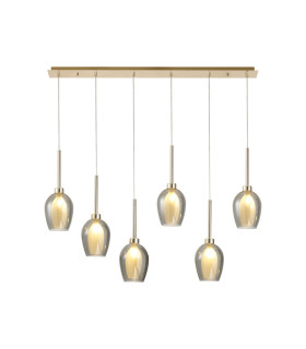 Baldwin Linear Pendant 2m 6 x G9 French Gold/Smoke/Frosted Type D Shade-1