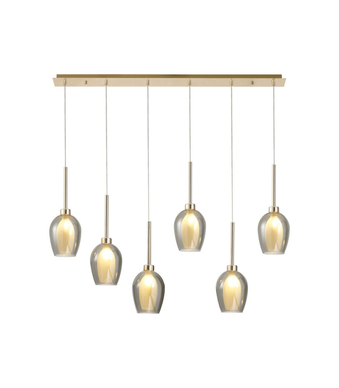 Baldwin Linear Pendant 2m 6 x G9 French Gold/Smoke/Frosted Type D Shade-1