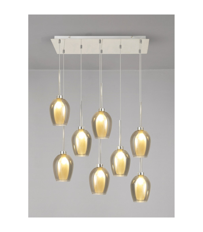 Baldwin Linear Pendant 2m 6 x G9 French Gold/Smoke/Frosted Type D Shade-3