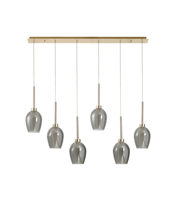 Baldwin Linear Pendant 2m 6 x G9 French Gold/Smoke/Frosted Type D Shade-4