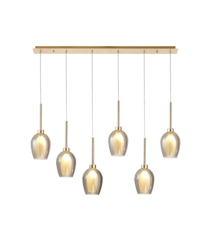 Baldwin Linear Pendant 2m 6 x G9 French Gold/Smoke/Frosted Type D Shade-5