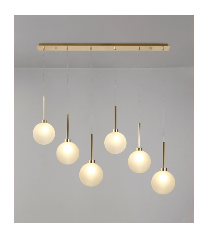 Baldwin Linear Pendant 2m 6 x G9 French Gold/Frosted Type G Shade-3