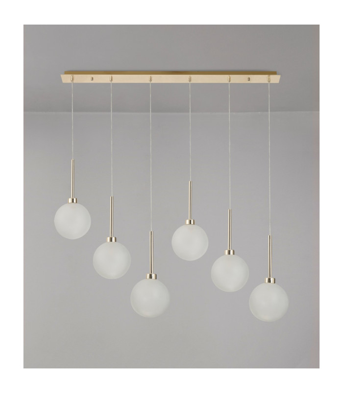Baldwin Linear Pendant 2m 6 x G9 French Gold/Frosted Type G Shade-10