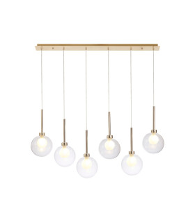 Baldwin Linear Pendant 2m 6 x G9 French Gold/Clear/Frosted Type G Shade-1
