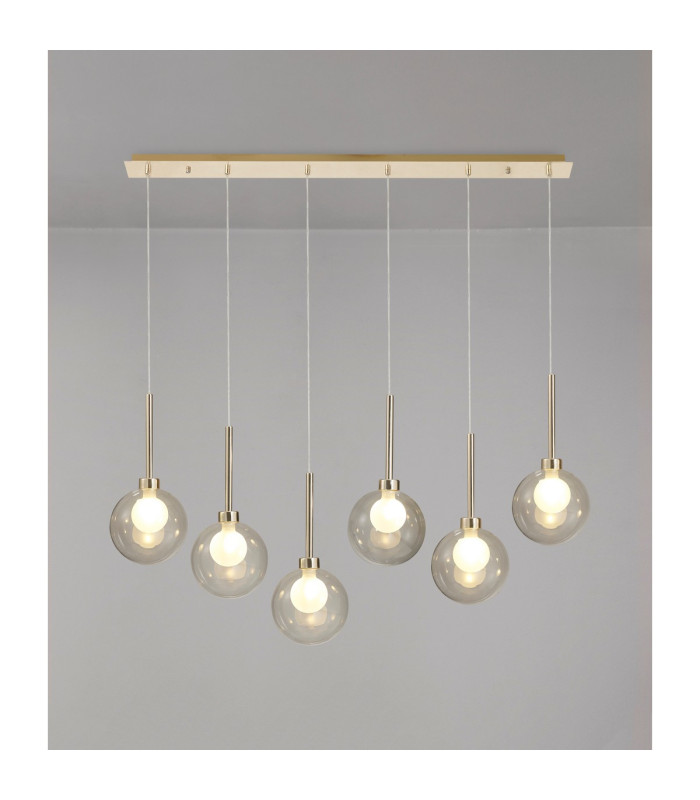 Baldwin Linear Pendant 2m 6 x G9 French Gold/Clear/Frosted Type G Shade-3