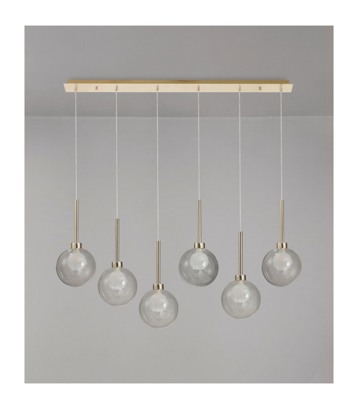Baldwin Linear Pendant 2m 6 x G9 French Gold/Clear/Frosted Type G Shade-11