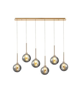 Baldwin Linear Pendant 2m 6 x G9 French Gold/Chrome/Frosted Type G Shade-1