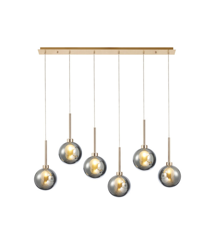 Baldwin Linear Pendant 2m 6 x G9 French Gold/Chrome/Frosted Type G Shade-1