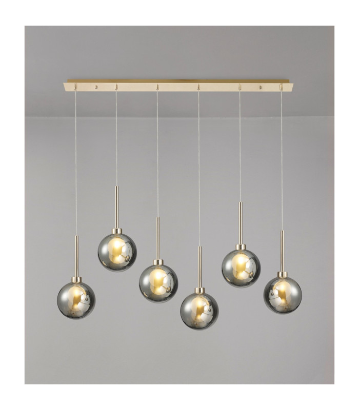 Baldwin Linear Pendant 2m 6 x G9 French Gold/Chrome/Frosted Type G Shade-3