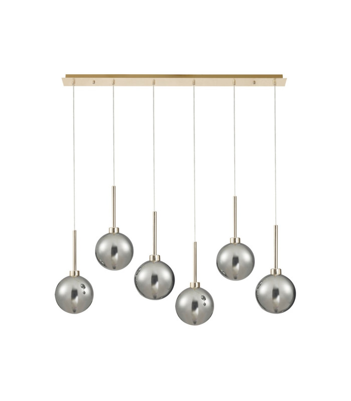 Baldwin Linear Pendant 2m 6 x G9 French Gold/Chrome/Frosted Type G Shade-4
