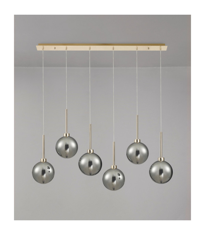 Baldwin Linear Pendant 2m 6 x G9 French Gold/Chrome/Frosted Type G Shade-11