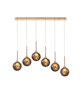 Baldwin Linear Pendant 2m 6 x G9 French Gold/Copper/Frosted Type G Shade-1