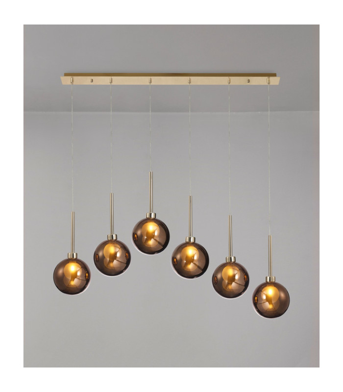 Baldwin Linear Pendant 2m 6 x G9 French Gold/Copper/Frosted Type G Shade-3