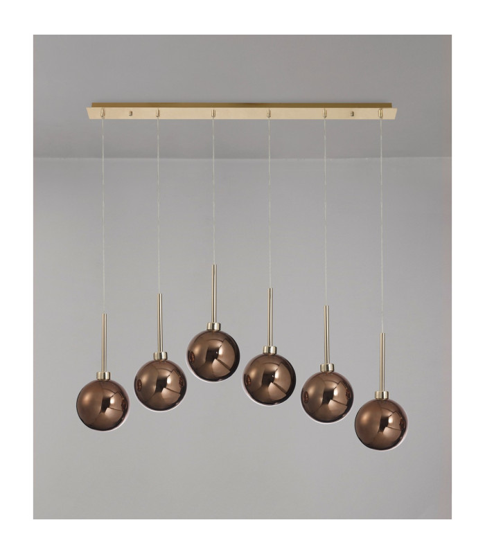 Baldwin Linear Pendant 2m 6 x G9 French Gold/Copper/Frosted Type G Shade-11