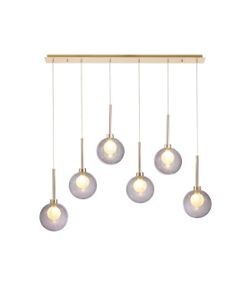 Baldwin Linear Pendant 2m 6 x G9 French Gold/Smoked/Frosted Type G Shade-1