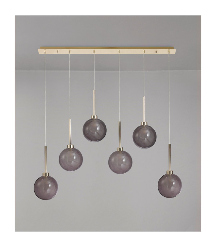 Baldwin Linear Pendant 2m 6 x G9 French Gold/Smoked/Frosted Type G Shade-11
