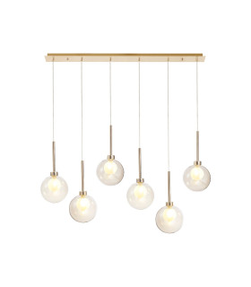 Baldwin Linear Pendant 2m 6 x G9 French Gold/Cognac/Frosted Type G Shade-1