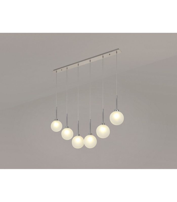 Baldwin Linear Pendant 2m 6 x G9 Polished Chrome/Frosted Type G Shade-3