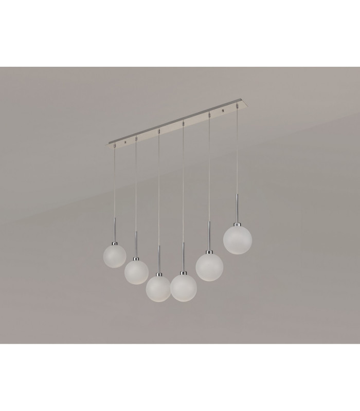 Baldwin Linear Pendant 2m 6 x G9 Polished Chrome/Frosted Type G Shade-10
