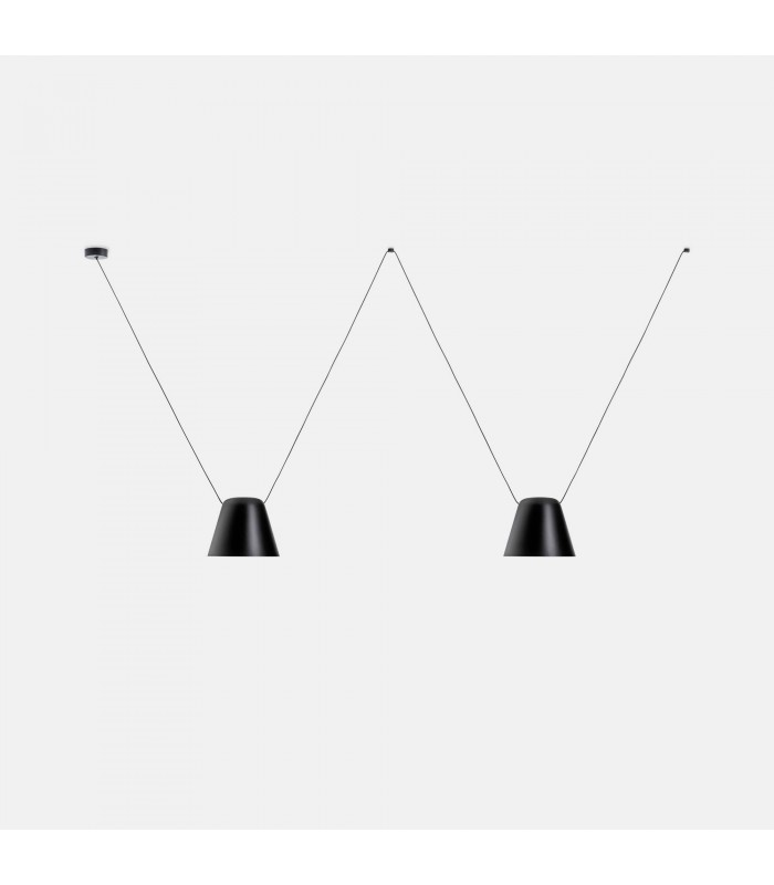 Decorative Hanging Ceiling Pendant Matt Black 2x E27 / 175cm x 400cm - 1