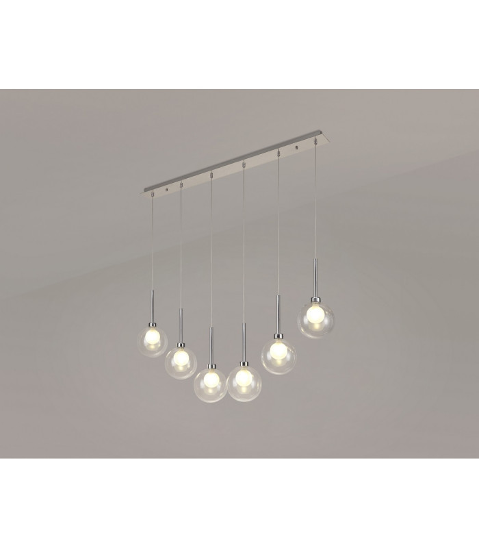Baldwin Linear Pendant 2m 6 x G9 Polished Chrome/Clear/Frosted Type G Shade-3