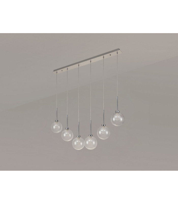 Baldwin Linear Pendant 2m 6 x G9 Polished Chrome/Clear/Frosted Type G Shade-11