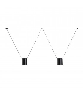 Decorative Hanging Ceiling Pendant Matt Black 2x E27 / 75cm x 200cm - 1