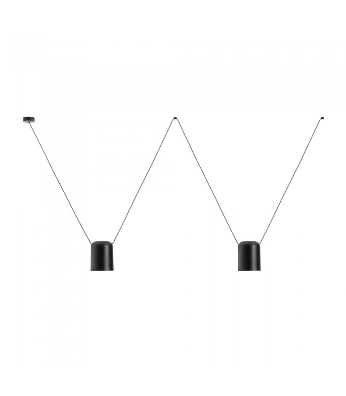 Decorative Hanging Ceiling Pendant Matt Black 2x E27 / 75cm x 200cm - 1