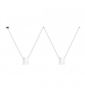 Decorative Hanging Ceiling Pendant Matt White Matt Black 2x E27 / 75cm x 200cm - 1