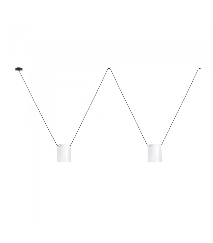 Decorative Hanging Ceiling Pendant Matt White Matt Black 2x E27 / 75cm x 200cm - 1