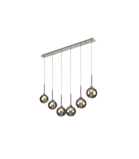 Baldwin Linear Pendant 2m 6 x G9 Polished Chrome/Chrome/Frosted Type G Shade-1
