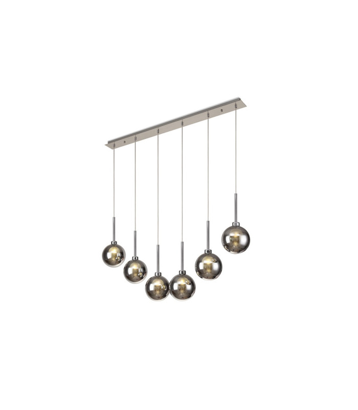 Baldwin Linear Pendant 2m 6 x G9 Polished Chrome/Chrome/Frosted Type G Shade-1