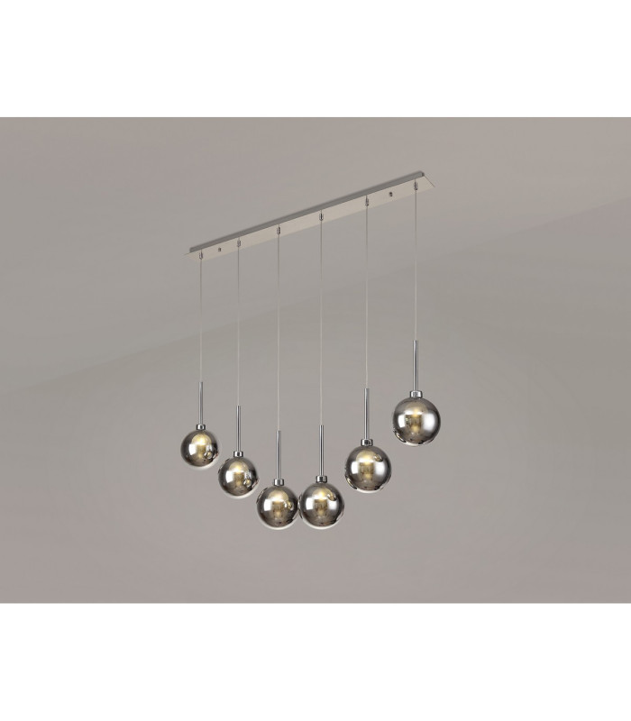 Baldwin Linear Pendant 2m 6 x G9 Polished Chrome/Chrome/Frosted Type G Shade-3