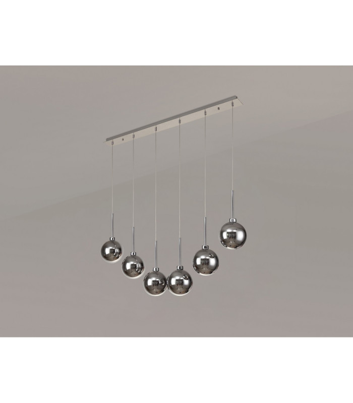 Baldwin Linear Pendant 2m 6 x G9 Polished Chrome/Chrome/Frosted Type G Shade-11