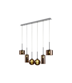 Baldwin Linear Pendant 2m 6 x G9 Polished Chrome/Copper/Frosted Type A