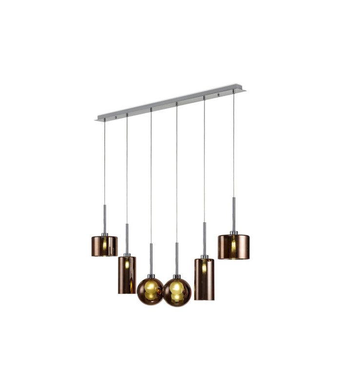 Baldwin Linear Pendant 2m 6 x G9 Polished Chrome/Copper/Frosted Type A