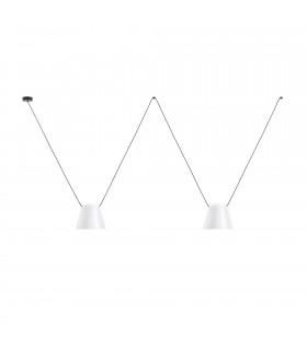 Decorative Hanging Ceiling Pendant Matt White Matt Black 2x E27 / 75cm x 200cm - 1