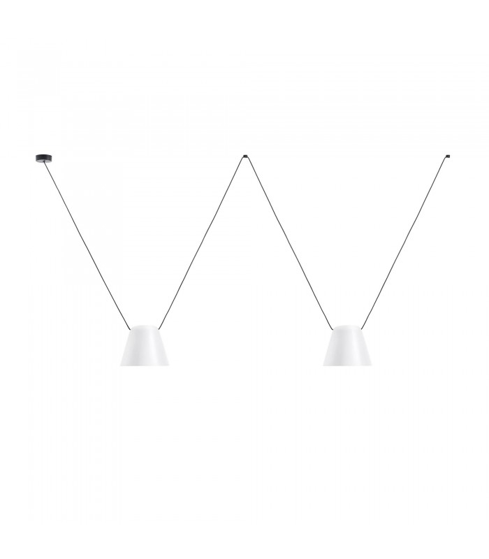 Decorative Hanging Ceiling Pendant Matt White Matt Black 2x E27 / 75cm x 200cm - 1