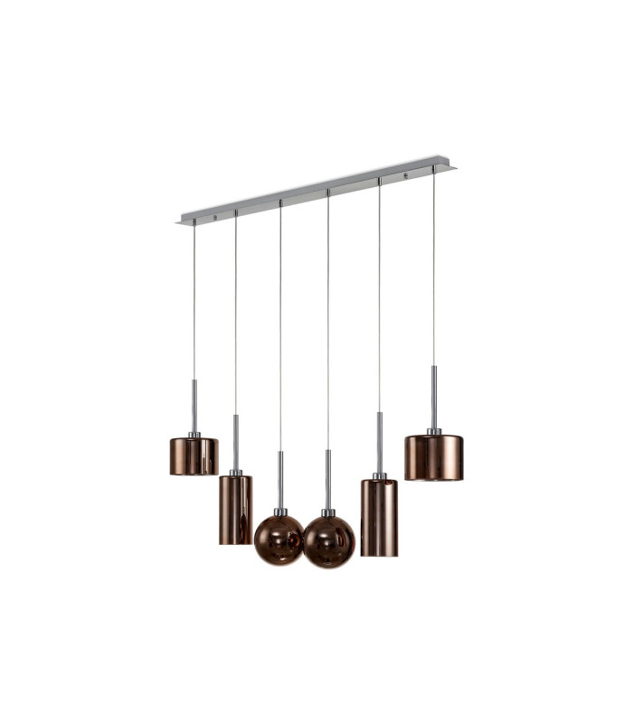 Baldwin Linear Pendant 2m 6 x G9 Polished Chrome/Copper/Frosted Type A