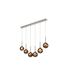 Baldwin Linear Pendant 2m 6 x G9 Polished Chrome/Copper/Frosted Type G Shade-1