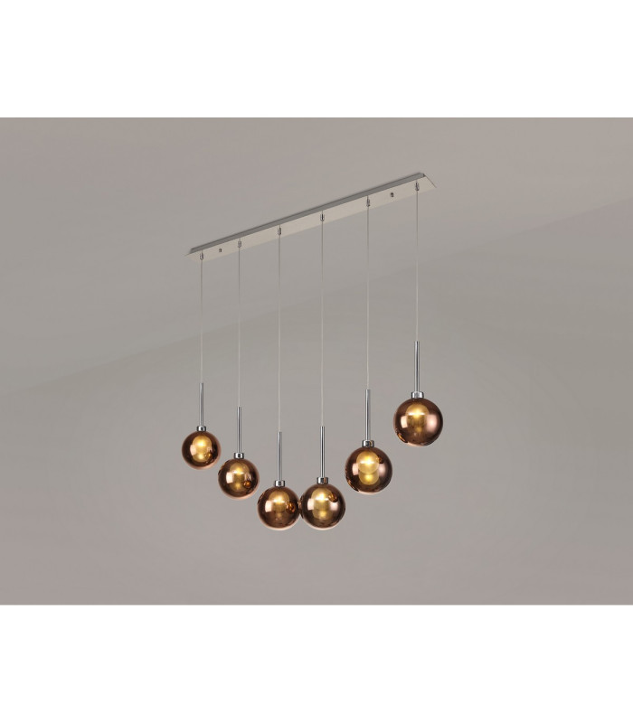 Baldwin Linear Pendant 2m 6 x G9 Polished Chrome/Copper/Frosted Type G Shade-3