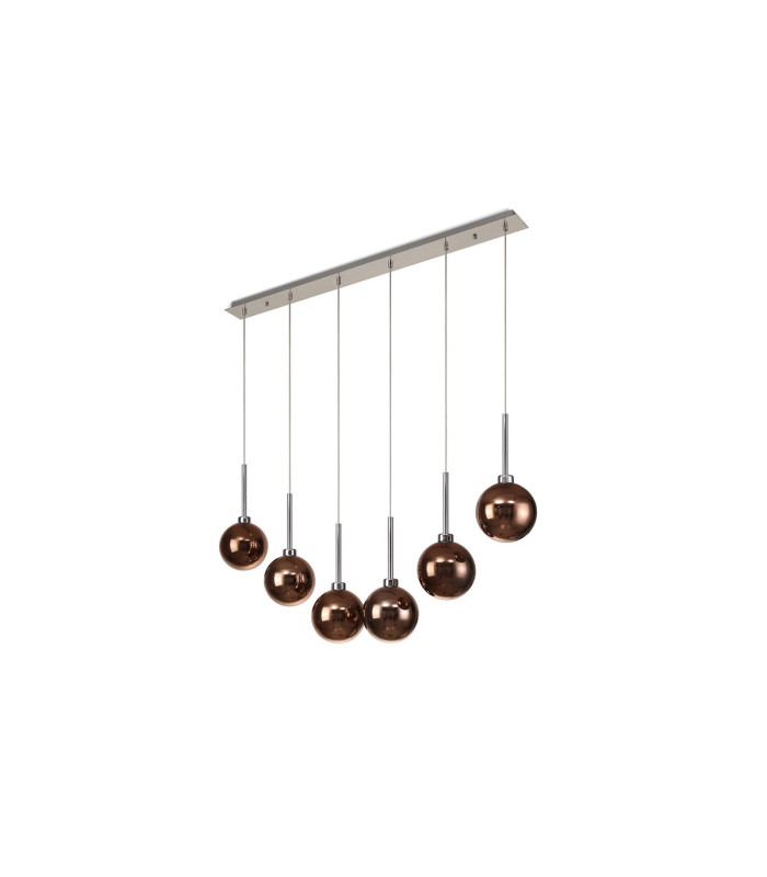 Baldwin Linear Pendant 2m 6 x G9 Polished Chrome/Copper/Frosted Type G Shade-4