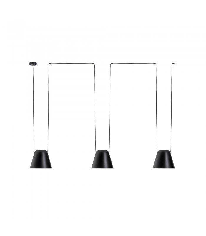 Decorative Hanging Ceiling Pendant Matt Black 3x E27 / 175cm x 600cm - 1