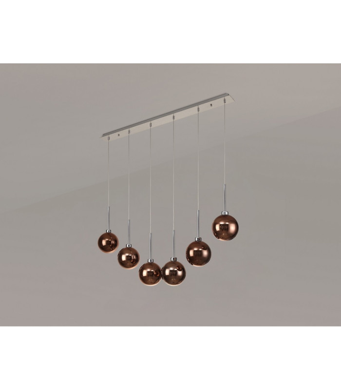Baldwin Linear Pendant 2m 6 x G9 Polished Chrome/Copper/Frosted Type G Shade-11