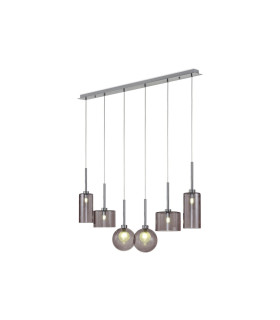Baldwin Linear Pendant 2m 6 x G9 Polished Chrome/Smoked/Frosted Type A