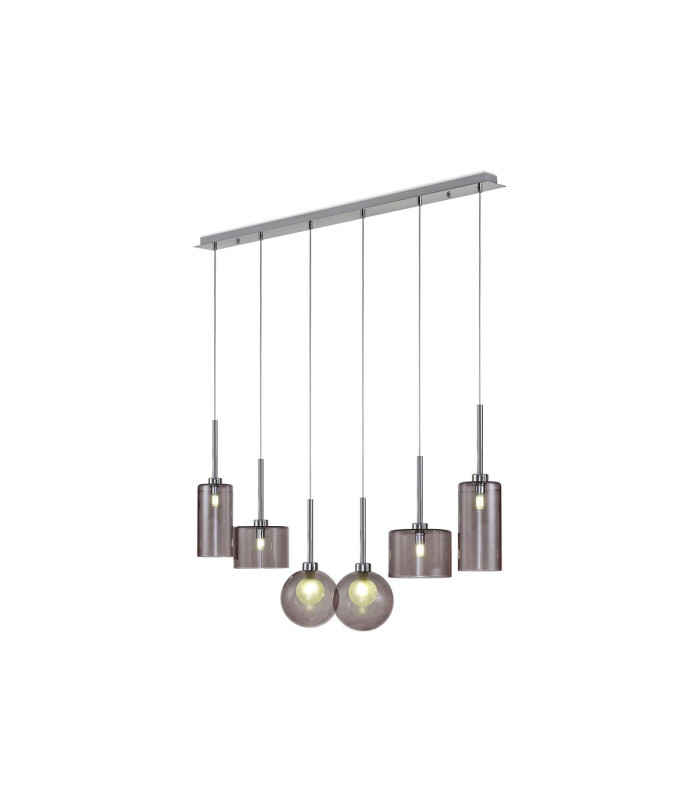 Baldwin Linear Pendant 2m 6 x G9 Polished Chrome/Smoked/Frosted Type A