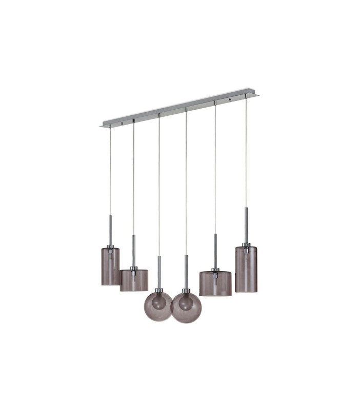 Baldwin Linear Pendant 2m 6 x G9 Polished Chrome/Smoked/Frosted Type A